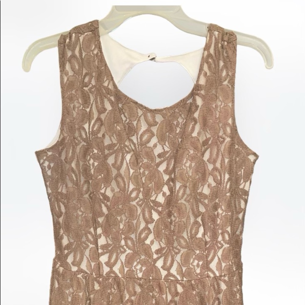 Tan and Cream lace Short Formal Dress